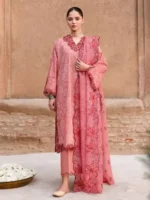 CROSS STITCH UNSTITCHED PREMIUM LAWN COLLECTION DESIGN 16 PEACH ATELIER