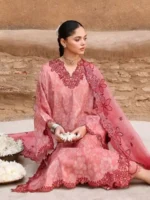 CROSS STITCH UNSTITCHED PREMIUM LAWN COLLECTION DESIGN 16 PEACH ATELIER - Image 2