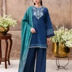 CROSS STITCH UNSTITCHED PREMIUM LAWN COLLECTION DESIGN 17 PRUSSIAN WAVES