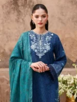 CROSS STITCH UNSTITCHED PREMIUM LAWN COLLECTION DESIGN 17 PRUSSIAN WAVES - Image 2