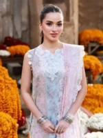 CROSS STITCH UNSTITCHED PREMIUM LAWN COLLECTION DESIGN 18 ROSE VEIL - Image 2