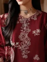 CROSS STITCH UNSTITCHED PREMIUM LAWN COLLECTION  DESIGN 1 CRIMSON DRAPE - Image 2