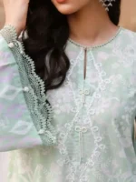 CROSS STITCH UNSTITCHED PREMIUM LAWN COLLECTION DESIGN 20 SAGE GREEN - Image 2