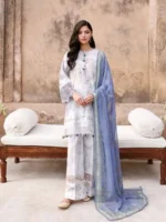 CROSS STITCH UNSTITCHED PREMIUM LAWN COLLECTION DESIGN 23 VINTAGE PETAL