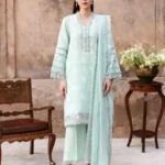 CROSS STITCH UNSTITCHED PREMIUM LAWN COLLECTION DESIGN 25 MISTY MINT