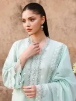 CROSS STITCH UNSTITCHED PREMIUM LAWN COLLECTION DESIGN 25 MISTY MINT - Image 2
