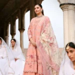 CROSS STITCH UNSTITCHED PREMIUM LAWN COLLECTION DESIGN 2 DUSKY ROSE