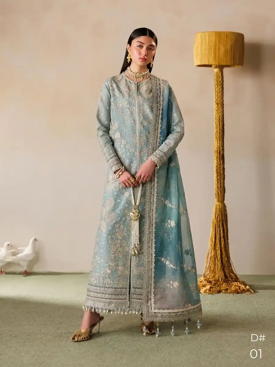 D01 BAROQUE’ Embroidered LAWN '26 Eid Collection Unstitched 3 piece EL26-D01 - Image 1