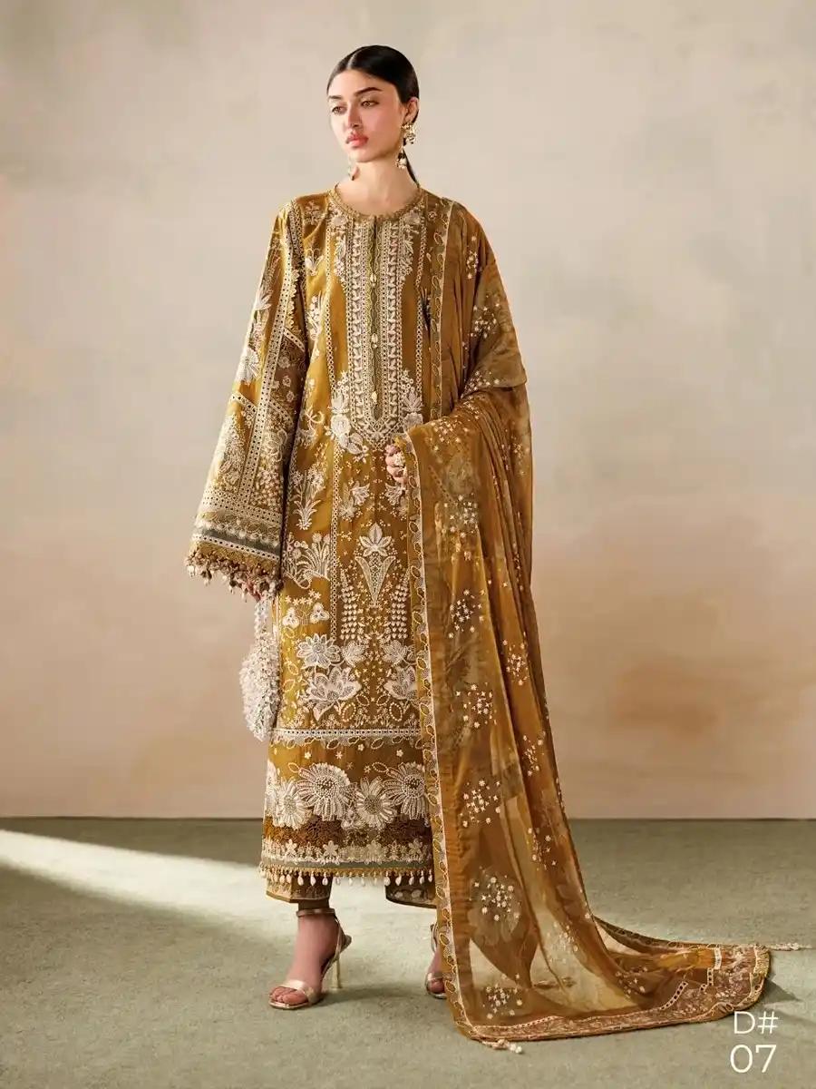 D07 BAROQUE’ Embroidered LAWN '26 Eid Collection Unstitched 3 piece EL26-D07 - Image 1