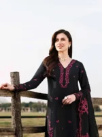 AZURE Luxury Lawn Unstitched Embroidered 3 Piece Suit AZ’26 Drees Name - Black Cherry Lawn-75- Eid Drop-2 - Image 5