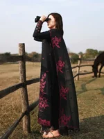 AZURE Luxury Lawn Unstitched Embroidered 3 Piece Suit AZ’26 Drees Name - Black Cherry Lawn-75- Eid Drop-2 - Image 3