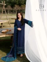 AZURE Luxury Lawn Unstitched Embroidered 3 Piece Suit AZ’26 Drees Name - Blueberry Lawn-81- Eid Drop-2 - Image 2