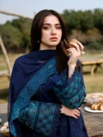 AZURE Luxury Lawn Unstitched Embroidered 3 Piece Suit AZ’26 Drees Name - Blueberry Lawn-81- Eid Drop-2 - Image 3