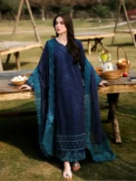 AZURE Luxury Lawn Unstitched Embroidered 3 Piece Suit AZ’26 Drees Name - Blueberry Lawn-81- Eid Drop-2